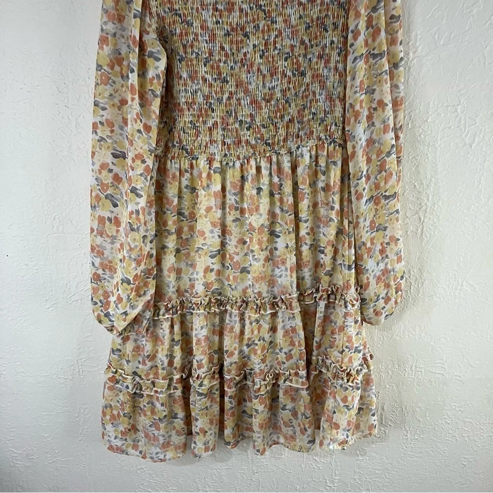 EUC, Petal & Pup Yellow Pleated Mini Dress Mock Neck,SZ 10 - Picture 12 of 14